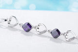 925 Silver Heart Purple Zirconia Bracelet Women