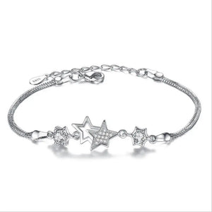 925 Silver Bracelet Zirconia Star Flower Pulseira Feminina