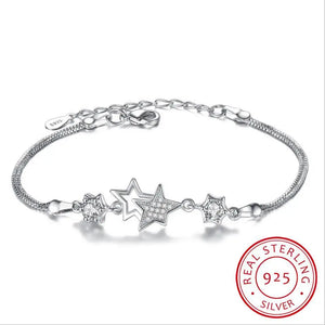 925 Silver Bracelet Zirconia Star Flower Pulseira Feminina