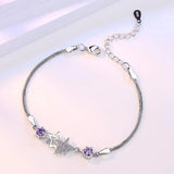 925 Silver Bracelet Zirconia Star Flower Pulseira Feminina