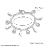 925 Silver Charm Bracelet Shoe Bag Pendant Chain Bracelet Women Gift