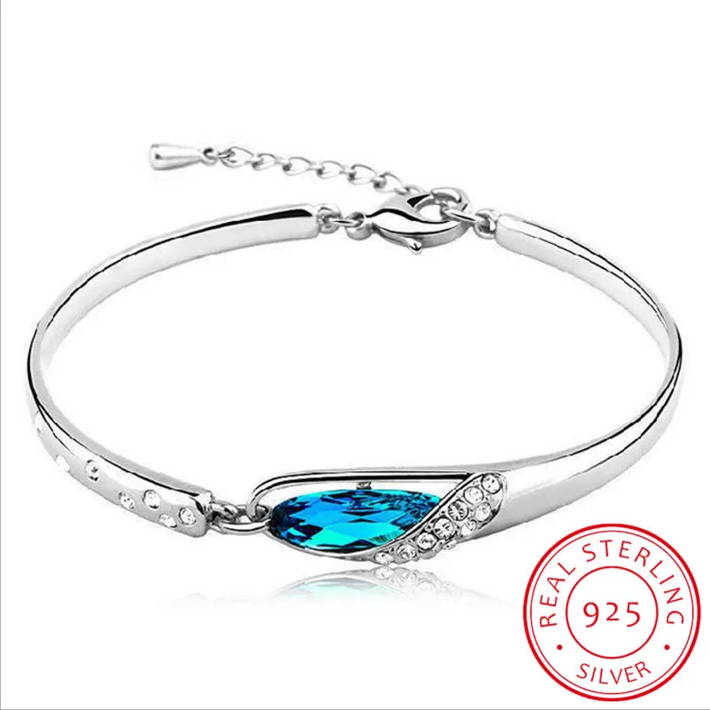 925 Silver Crystal Shoe Bracelet Bangle for Women S-B150