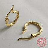925 Silver Twist Ear Hook Earrings Women's Jewelry