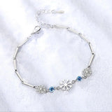 925 Silver Snowflake Bracelet Blue/White Zirconia Crystal Gift