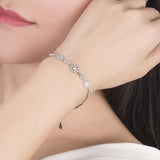 925 Silver Snowflake Bracelet Blue/White Zirconia Crystal Gift