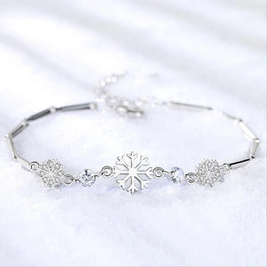 925 Silver Snowflake Bracelet Blue/White Zirconia Crystal Gift