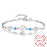 925 Silver Snowflake Bracelet Blue/White Zirconia Crystal Gift