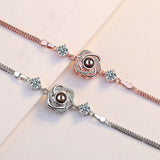 925 Silver Zirconia Heart Double Layer Chain Bracelet