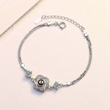 925 Silver Zirconia Heart Double Layer Chain Bracelet