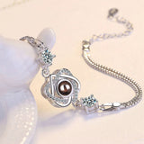 925 Silver Zirconia Heart Double Layer Chain Bracelet
