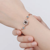 925 Silver Zirconia Heart Double Layer Chain Bracelet