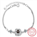 925 Silver Zirconia Heart Double Layer Chain Bracelet