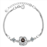 925 Silver Zirconia Heart Double Layer Chain Bracelet