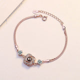 925 Silver Zirconia Heart Double Layer Chain Bracelet