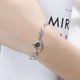 925 Silver Zirconia Double Layer Heart Bracelet for Women