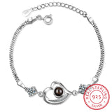 925 Silver Zirconia Double Layer Heart Bracelet for Women