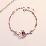 925 Silver Zirconia Double Layer Heart Bracelet for Women