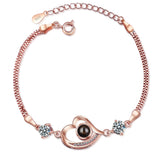 925 Silver Zirconia Double Layer Heart Bracelet for Women