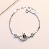 925 Silver Zirconia Double Layer Heart Bracelet for Women
