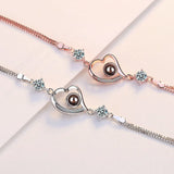 925 Silver Zirconia Double Layer Heart Bracelet for Women