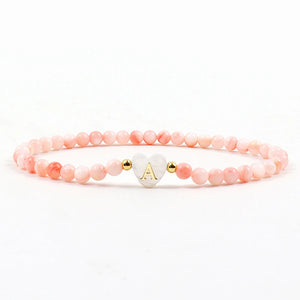 Colorful Stone Bead Bracelet Initial Letter Bracelet Women Gift
