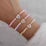 Colorful Stone Bead Bracelet Initial Letter Bracelet Women Gift