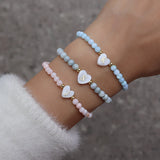 Colorful Stone Bead Bracelet Initial Letter Bracelet Women Gift