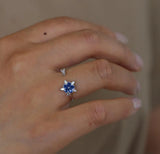 Adjustable Flower Crystal Finger Rings Color&Silver Plated Women Jewelry