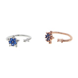 Adjustable Flower Crystal Finger Rings Color&Silver Plated Women Jewelry