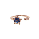 Adjustable Flower Crystal Finger Rings Color&Silver Plated Women Jewelry