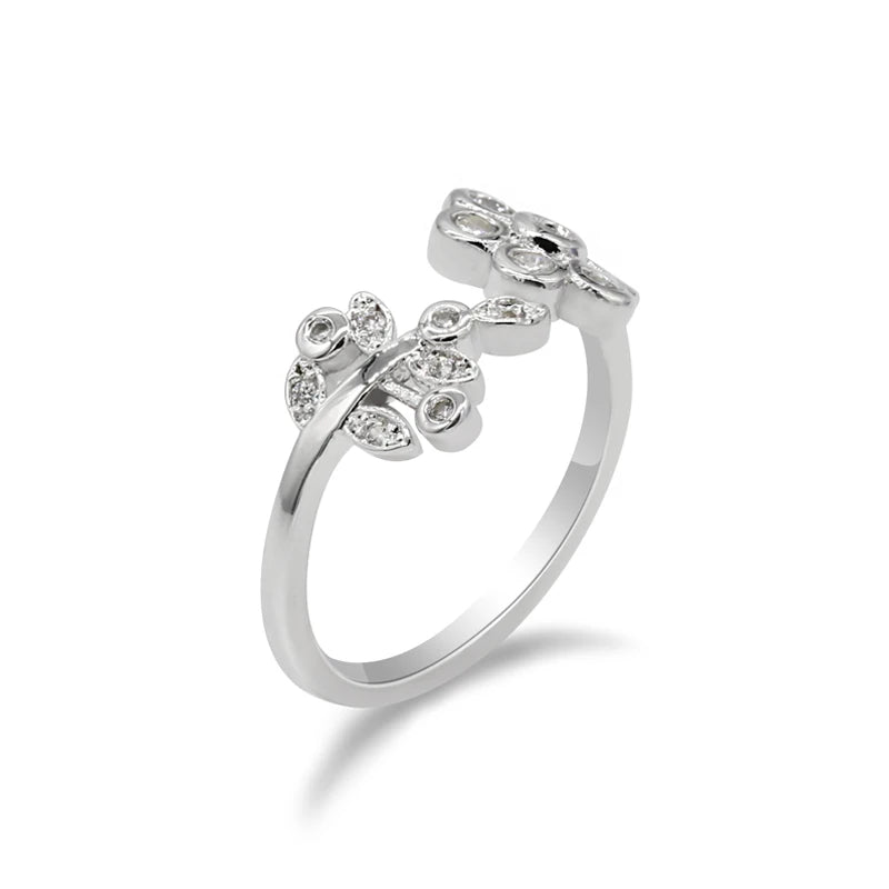 Adjustable Flower Branches Finger Rings Women Jewelry Wedding