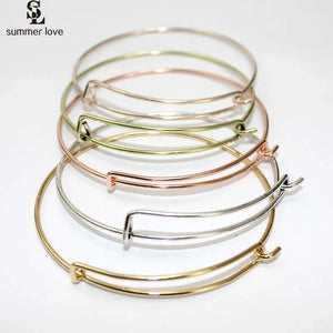 Adjustable Wire Bangle Bracelet Lot, Expandable Charm Jewelry for Women - Pack