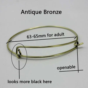 Adjustable Wire Bangle Bracelet Lot, Expandable Charm Jewelry for Women - Pack