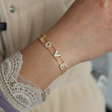 925 Sterling Silver Double Chain Link Letter Bracelet for Lover