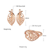 Ethnic Bride Wedding Jewelry Sets 585 Rose Flower Earrings Rings