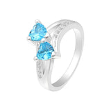 Double Heart Red/Blue/Rainbow CZ Ring Engagement Jewelry