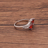 Double Heart Red/Blue/Rainbow CZ Ring Engagement Jewelry