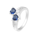 Double Heart Red/Blue/Rainbow CZ Ring Engagement Jewelry