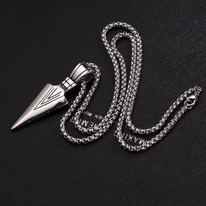 Feather Men Pendant Necklace Vintage Stainless Steel Box Chain Necklace