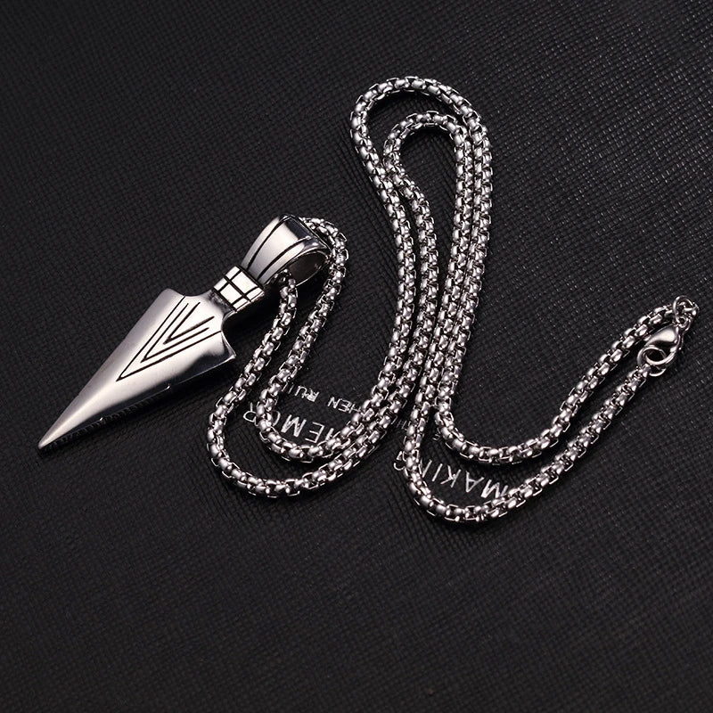 Feather Men Pendant Necklace Vintage Stainless Steel Box Chain Necklace
