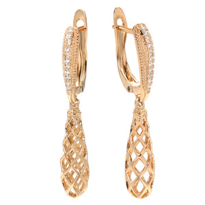 Glossy Rose Weaving Dangle Earrings Ethnic Bride Wedding Jewelry