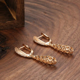 Glossy Rose Weaving Dangle Earrings Ethnic Bride Wedding Jewelry