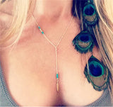 Coin Tassels Lariat Bar Necklaces Beads Choker Feather Pendants Bijoux