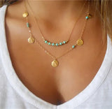 Coin Tassels Lariat Bar Necklaces Beads Choker Feather Pendants Bijoux