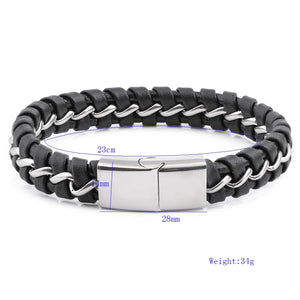 Men's Braided Leather Bracelet with Steel Buckle