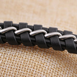 Men's Braided Leather Bracelet with Steel Buckle