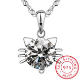 White/Purple Zirconia Cat Necklace 925 Silver