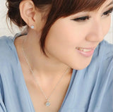 Sterling Silver Kitten Cat Zirconia Necklace