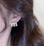 Hot M Stud Earrings Asymmetric Letter Ear Rings Enamel Zircon Earrings