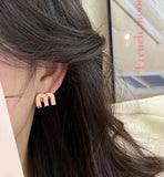 Hot M Stud Earrings Asymmetric Letter Ear Rings Enamel Zircon Earrings